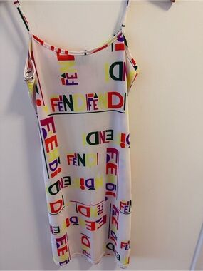 Fendi Colorful Logo Shift Dress. Size Small.